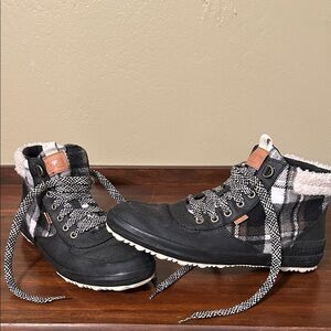 Keds Black and White Plaid Boots